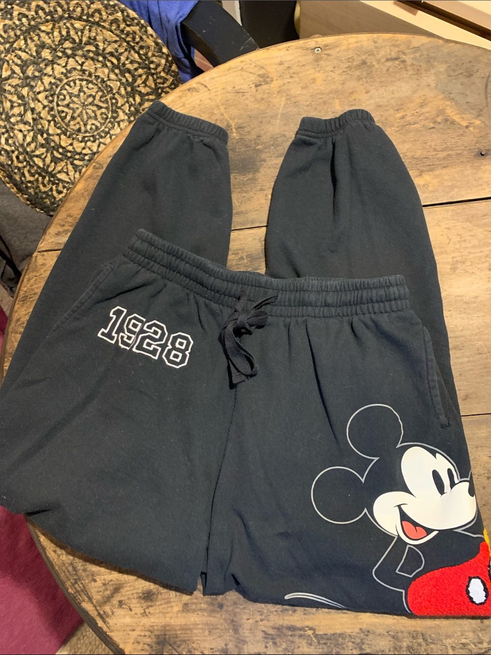 Disney Black Jogger Sweatpants with Mickey Graphic - Picture 8 of 11